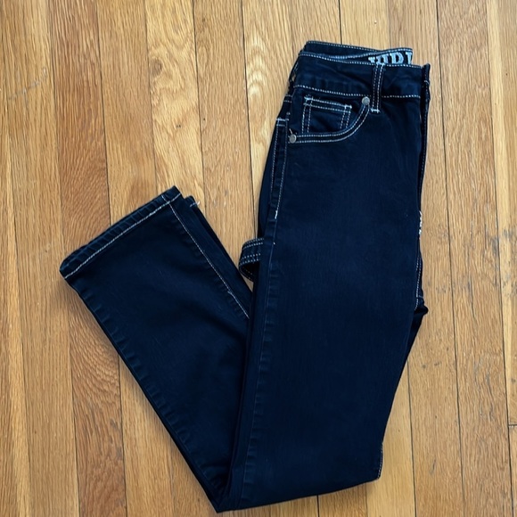 VIP Jeans Contrast Stitch Straight Leg Black Carpenter Denim with Hammer Loop - Picture 3 of 11